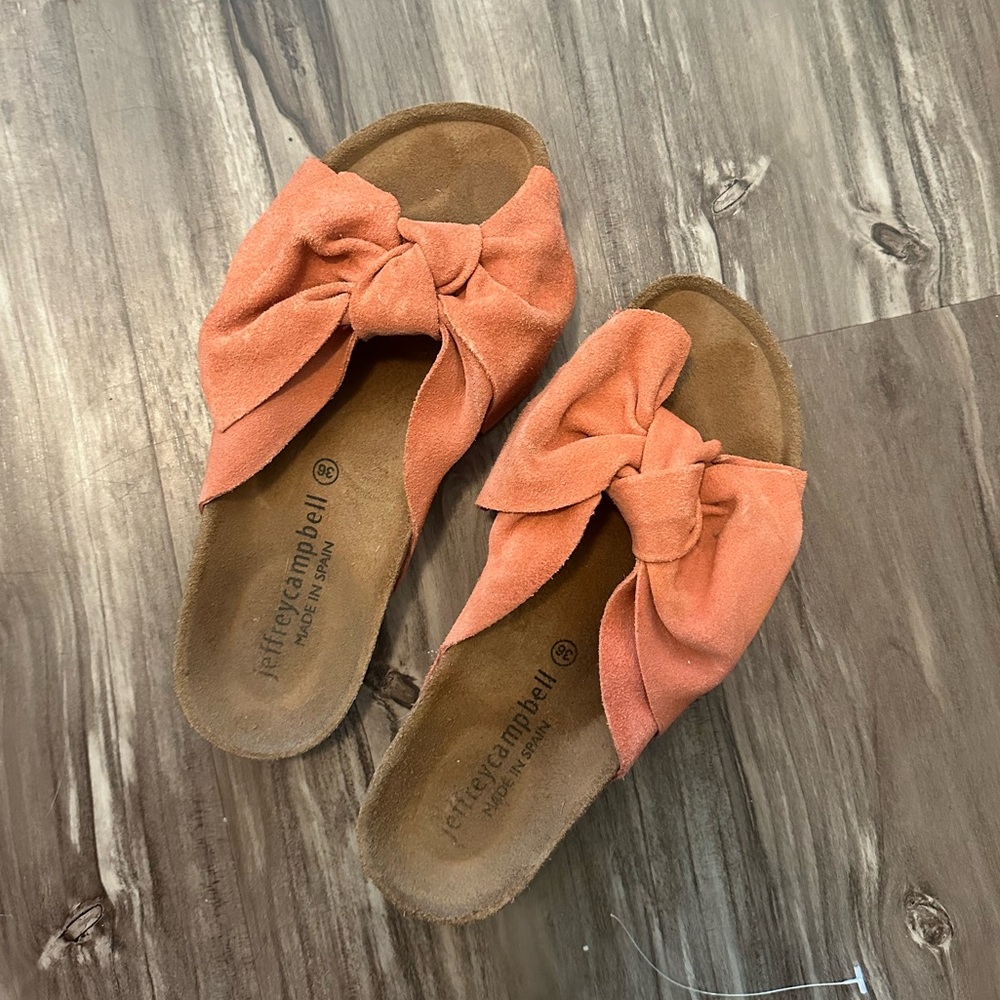 Jeffrey Campbell Sunmist Suede Bow Slide Sandal
